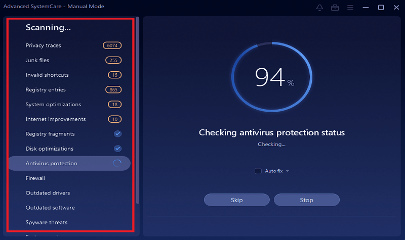 Advanced SystemCare PRO Scan ScreenShot