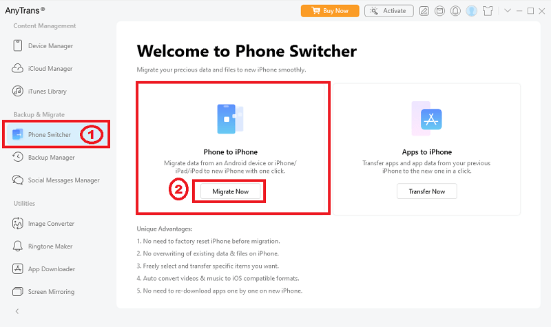 AnyTrans - Phone to iPhone
