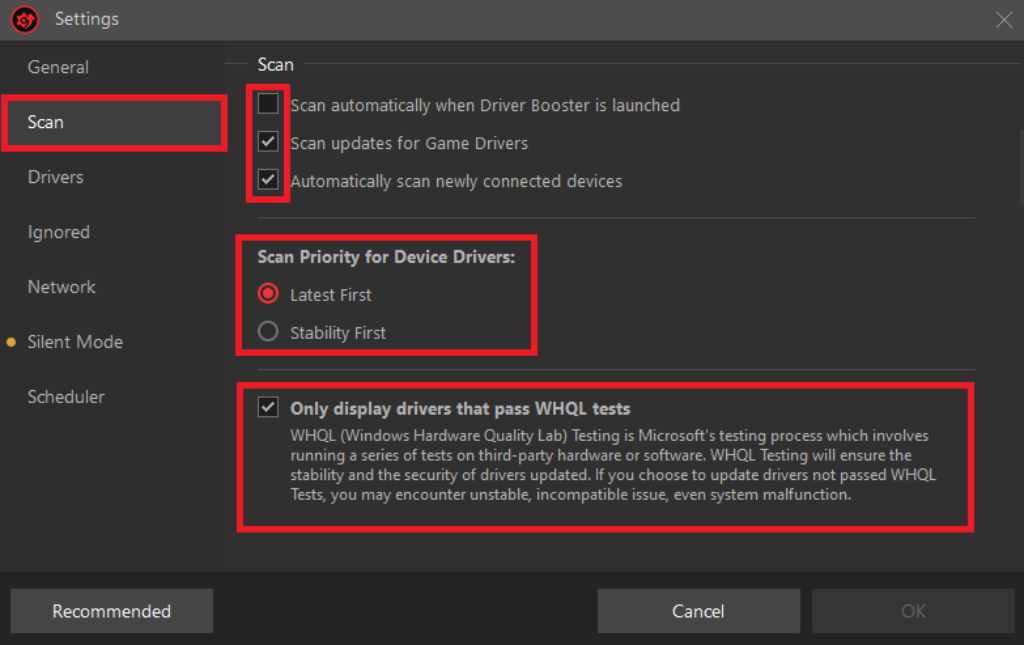 Driver Booster Pro - Settings ScreenShot
